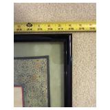 Framed Chinese Silk Embroidery River Scene Textile Wall Art