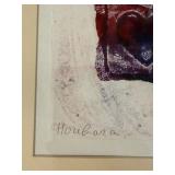 Signed Abstract Heart Motif Framed Print Wall Art by Israeli artist Did Houbara Approx 26x33