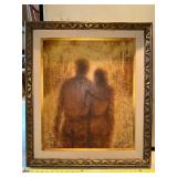 Vintage 1965 Framed Lopetague Man and Woman Framed Oil Painting Figurative Artwork in Ornate Gold Frame 27 X 31 in