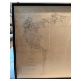 Antique 1866 Framed Massachusetts Bay Nautical Chart