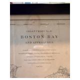 Antique 1866 Framed Massachusetts Bay Nautical Chart