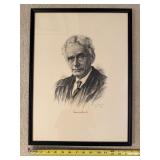 Framed Portrait of Justice Louis Brandeis, 1937 Signed Illustration