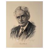 Framed Portrait of Justice Louis Brandeis, 1937 Signed Illustration