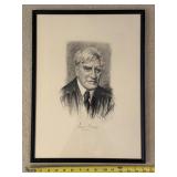 Framed 1939 Portrait of Benjamin Cardozo Signed Artwork