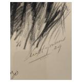Framed 1939 Portrait of Benjamin Cardozo Signed Artwork