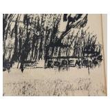 Signed Framed Black-and-White Landscape Artwork