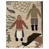 Framed Needlepoint  Folk Art from Newfoundland Nautical Outdoor Scene - Circa 1959