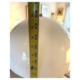 Mid Century Modern Mushroom Dome Floor Lamp with a Silver Tone Base and White Shade