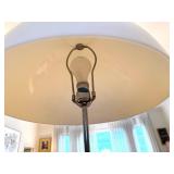 Mid Century Modern Mushroom Dome Floor Lamp with a Silver Tone Base and White Shade
