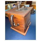 Vintage Wooden Coffee Grinder With Hand Crank and Drawer