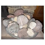 Handmade Ceramic Bowl With Assorted Natural Stones Mostly from Thomsonite Beach on Lake Superior