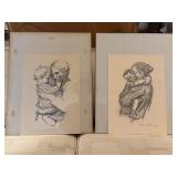 Kathe Kollwitz Lithographs Mother & Child Pair 1916 1931