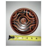 Signed Sarah Dudgeon Brown & Black Ceramic Pottery Bowl