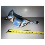 Glazed Ceramic Blue and White Bird Figurine