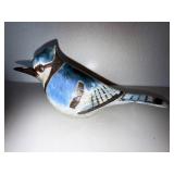 Glazed Ceramic Blue and White Bird Figurine