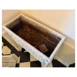 White Wicker Raised Planter Stand With Lower Baskets