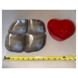 Tag Heart Bowl & Stainless Steel Compartment Tray Mixed Lot