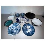 Blue & White Ceramic Tableware Mixed Lot - 10 Pieces