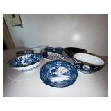 Blue & White Ceramic Tableware Mixed Lot - 10 Pieces