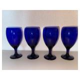 Cobalt Blue Glass Goblets - Set of 12