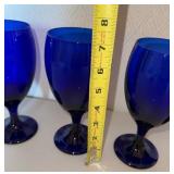 Cobalt Blue Glass Goblets - Set of 12