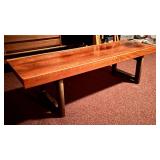 Mid Century Modern MCM Rosewood Coffee Table Tapered Trestle Base 47.5in