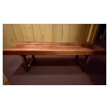 Mid Century Modern MCM Rosewood Coffee Table Tapered Trestle Base 47.5in