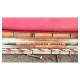 Vintage Alpine Glider Wood Toboggan Sled Red Canvas Blue Trim