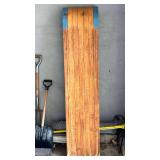 Vintage Alpine Glider Wood Toboggan Sled Red Canvas Blue Trim
