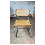 Vintage Cesca Style Cantilever Cane Arm Chair Chrome Wood Frame