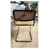 Vintage Cesca Style Cantilever Cane Arm Chair Chrome Wood Frame