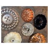 Lot of Assorted Vintage Bundt Tube Cake Pans Copper Glass Bakeware