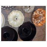 Lot of Assorted Vintage Bundt Tube Cake Pans Copper Glass Bakeware