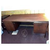 Vintage Walnut Double Pedestal Office Desk Mid Century 64x30