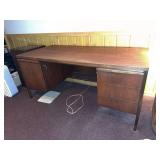 Vintage Walnut Double Pedestal Office Desk Mid Century 64x30