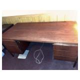 Vintage Walnut Double Pedestal Office Desk Mid Century 64x30