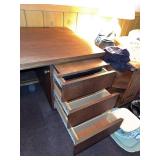 Vintage Walnut Double Pedestal Office Desk Mid Century 64x30