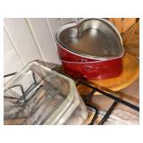 Lot of Assorted Bakeware Roasting Pan Racks Glass Dish & Cake Pans
