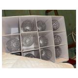 Set of 8 Clear Cut Crystal Wine Goblets in Quilted Storage Case