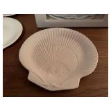 Wedgwood White Shell Shaped Plate Set Embossed Seashell Motif
