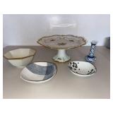 Lot of Assorted Porcelain Bowls Compote Stand & Bud Vase Decor