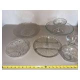 Lot of Assorted Vintage Clear Glass Serving Bowls Trays Compote
