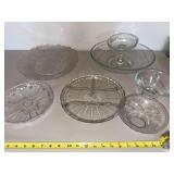 Lot of Assorted Vintage Clear Glass Serving Bowls Trays Compote