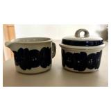 Arabia Finland Anemone Cobalt Blue and White Tea Coffee Set Cups Saucers Pottery