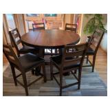 7-Piece Rustic Industrial Counter Height Dining Set 54in Round Table