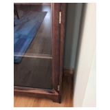 Antique Traditional Glass Door Bookcase Display Cabinet Mahogany Finish 53in