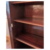 Antique Traditional Glass Door Bookcase Display Cabinet Mahogany Finish 53in