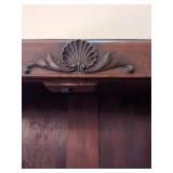 Antique Traditional Glass Door Bookcase Display Cabinet Mahogany Finish 53in