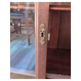 Antique Traditional Glass Door Bookcase Display Cabinet Mahogany Finish 53in