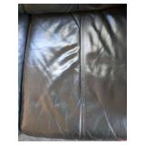 Dark Green Leather Sofa Rolled Arms Nailhead Trim 82x36x36